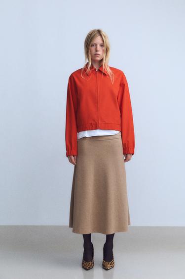 SOFT VOLUMINOUS MIDI SKIRT - Mid-camel by Zara