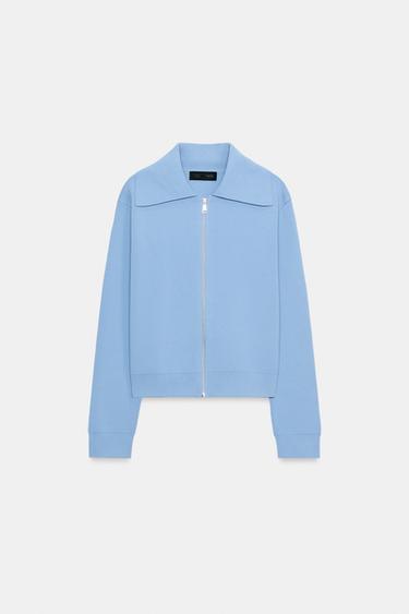 GILET EN MAILLE ZIPPÉ - Bleu ciel de Zara - Image 5