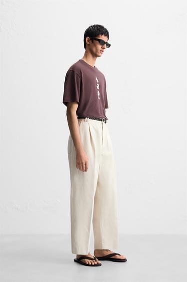 CONTRAST EMBROIDERY T-SHIRT - Burgundy by Zara - Image 3