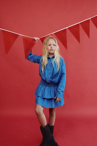 Zara CROPPED SHIRT - Blue