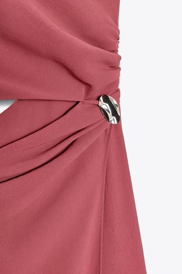 ROBE MIDI ASYMÉTRIQUE DÉCOR - Bordeaux de Zara - Image 7