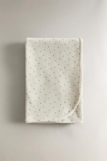 CLOVER PRINT VELOUR BABY BLANKET - Ecru by Zara - Image 3