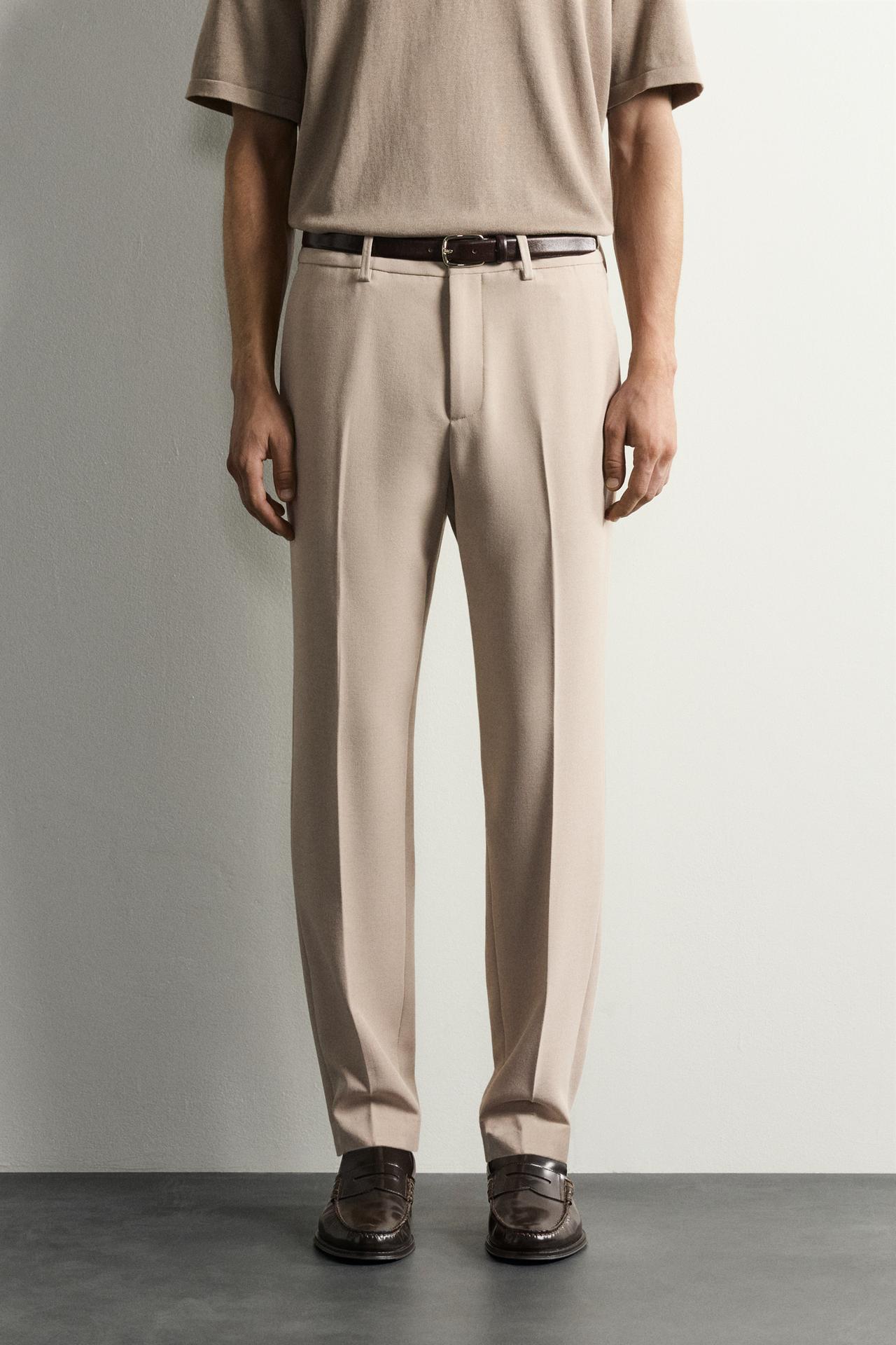 STRETCH SUIT PANTS — Sand / Marl
