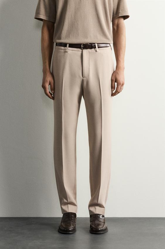 PANTALON DE COSTUME SLIM - Sable / Chiné de Zara - Image 1