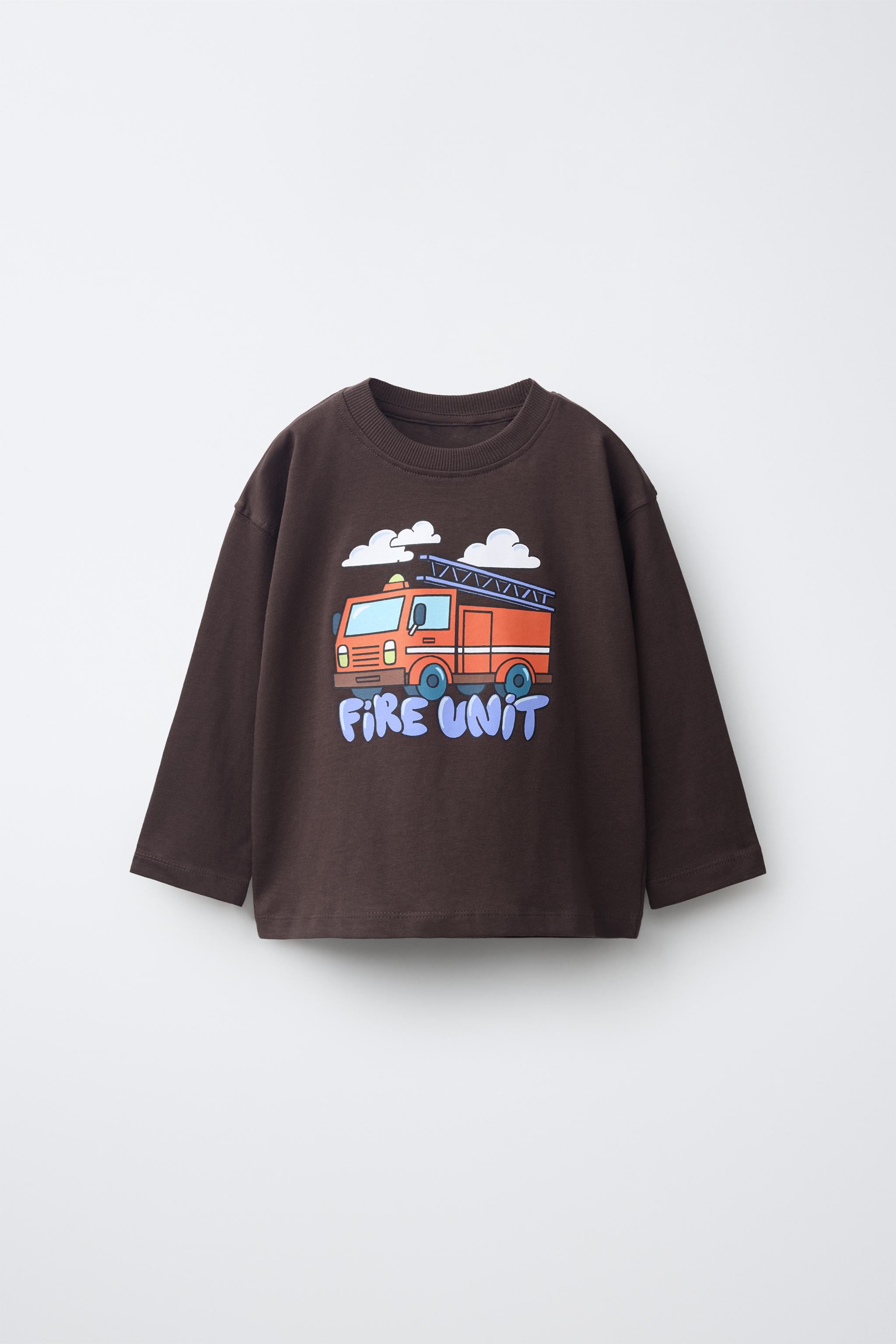 VEHICLE PRINT T-SHIRT — Brown