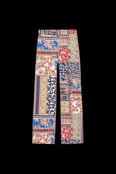 PATCHWORK PRINT WIDE-LEG TROUSERS - Multicoloured by Zara - Image 0