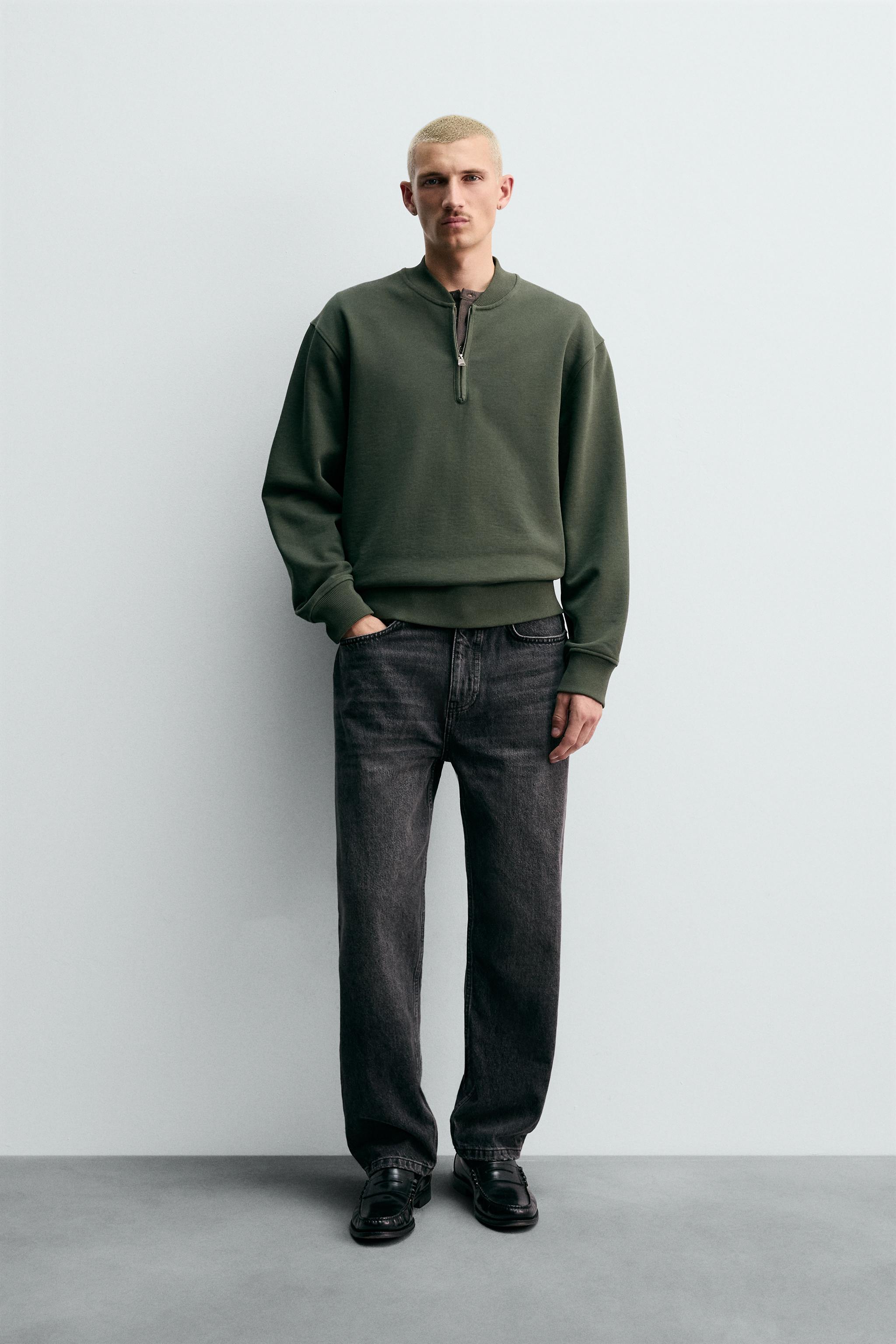 QUARTER-ZIP SWEATSHIRT - Mid-green | ZARA United States