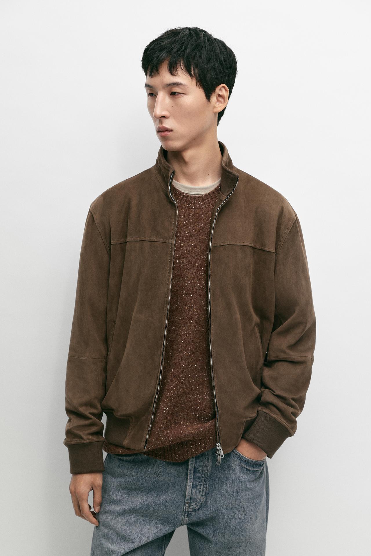 Combined suede bomber jacket — Black gold