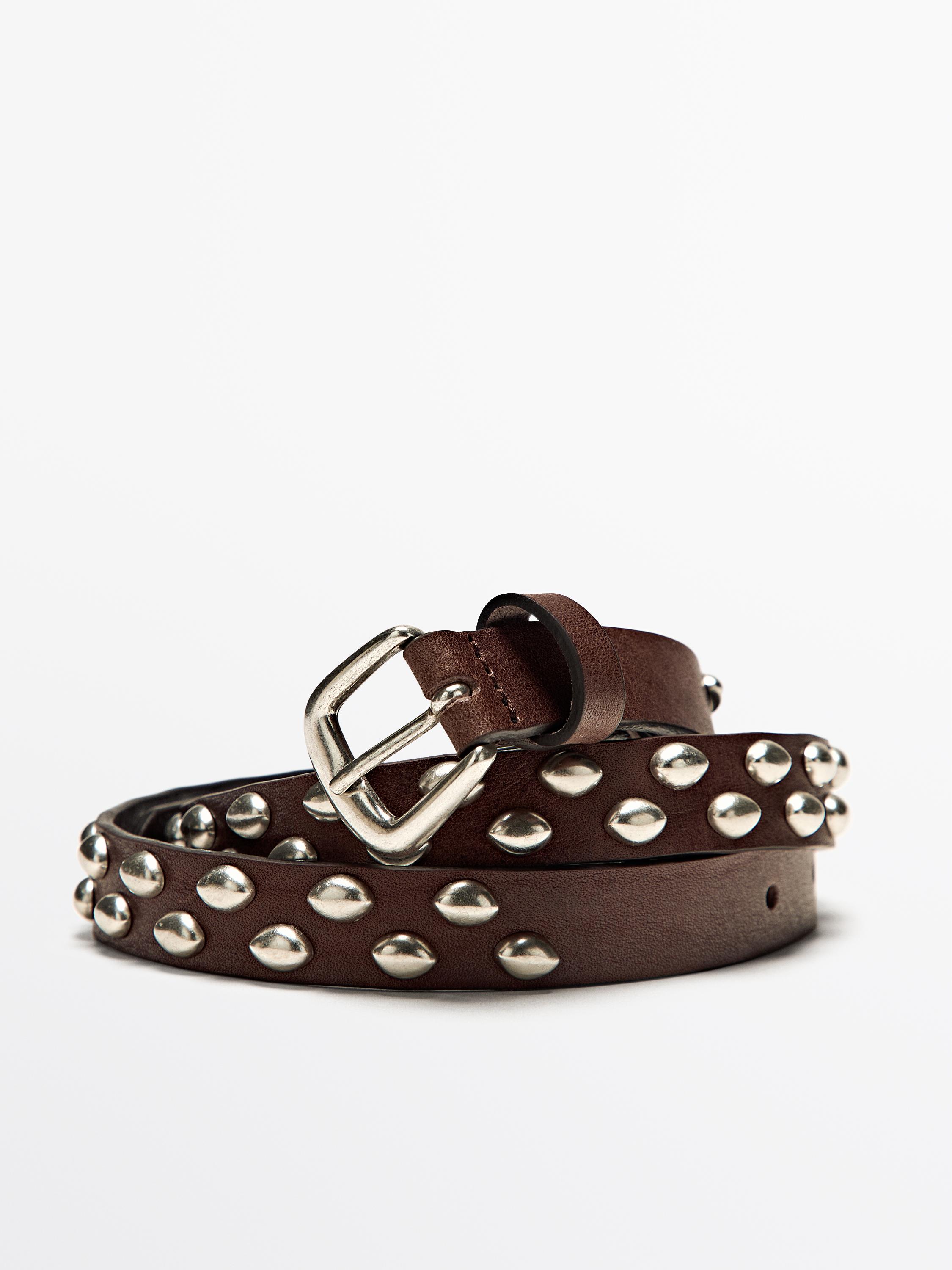 Nappa leather belt with stud details
