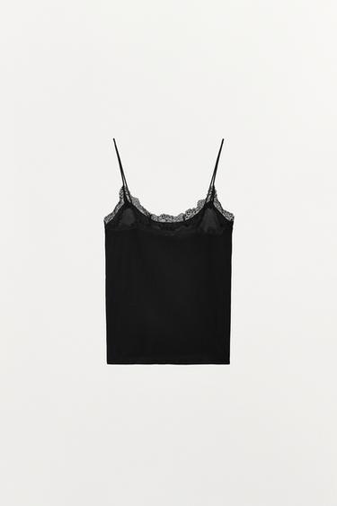 SHEER LACE TOP - Black by Zara