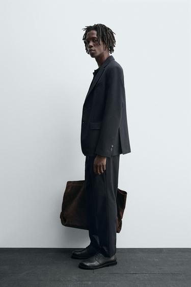 100% WOOL SUIT BLAZER - Navy blue by Zara - Image 3