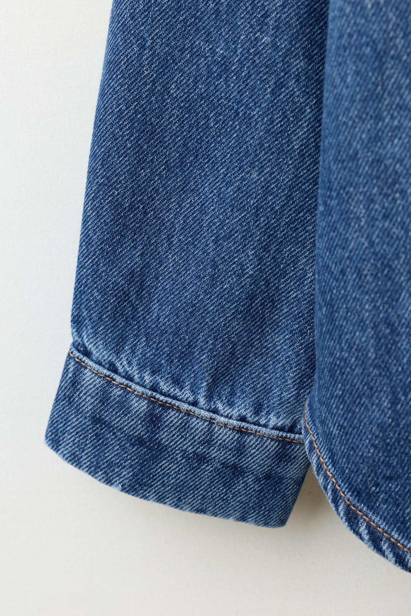 Детская рубашка Zara Embroidered Floral Denim, цвет: Синий — фото 4