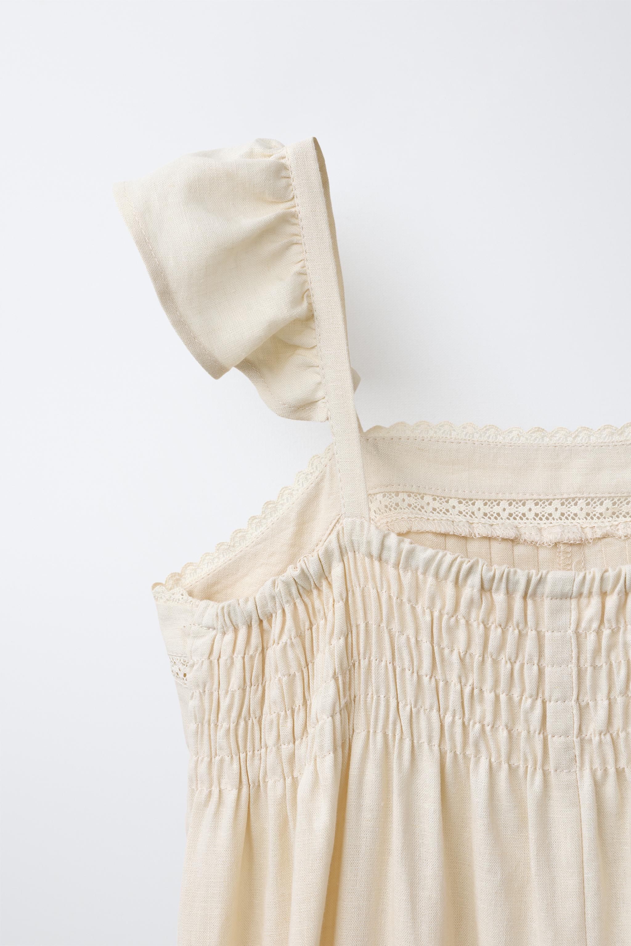 LONG LACE TRIM JUMPSUIT WITH LINEN