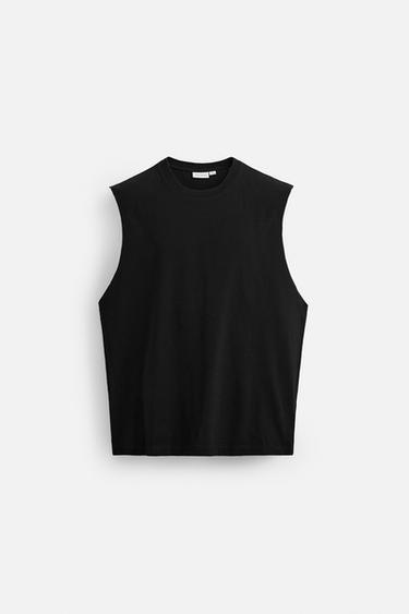 COTTON TANK T-SHIRT - Black by Zara