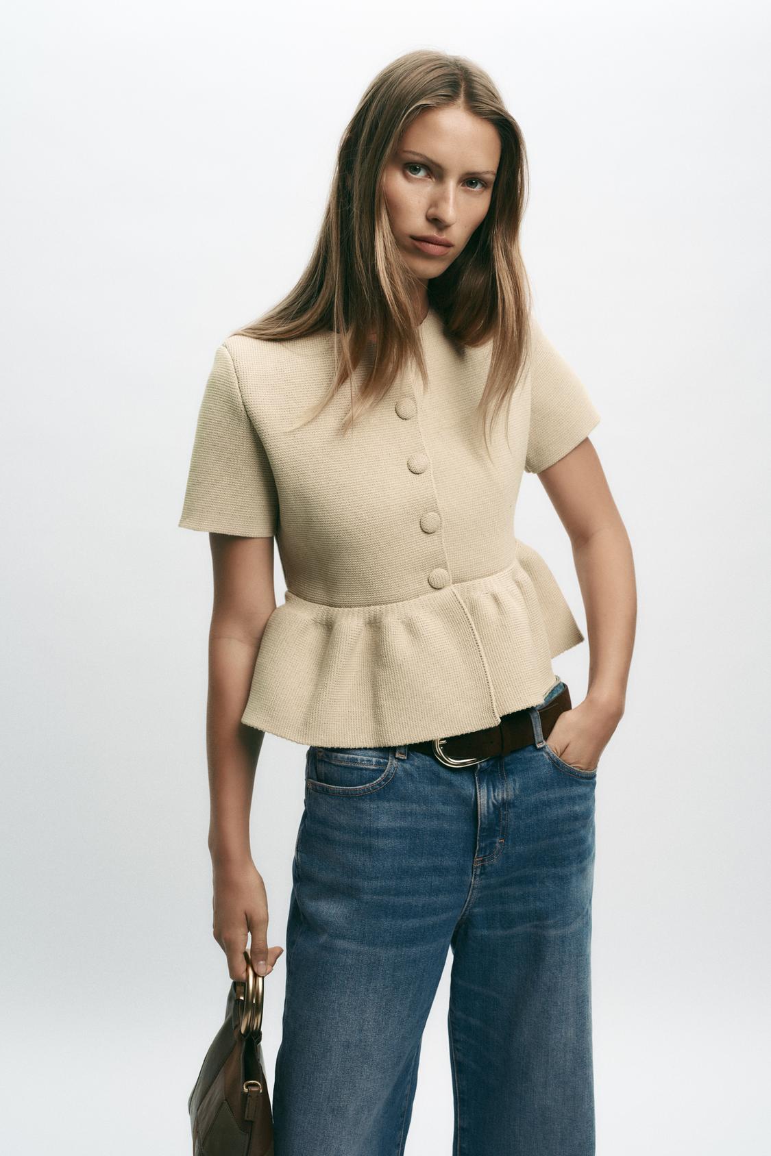 PEPLUM SHORT SLEEVE CARDIGAN