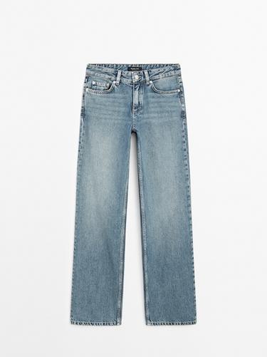 Zara Low-rise straight-leg jeans - Aquamarine