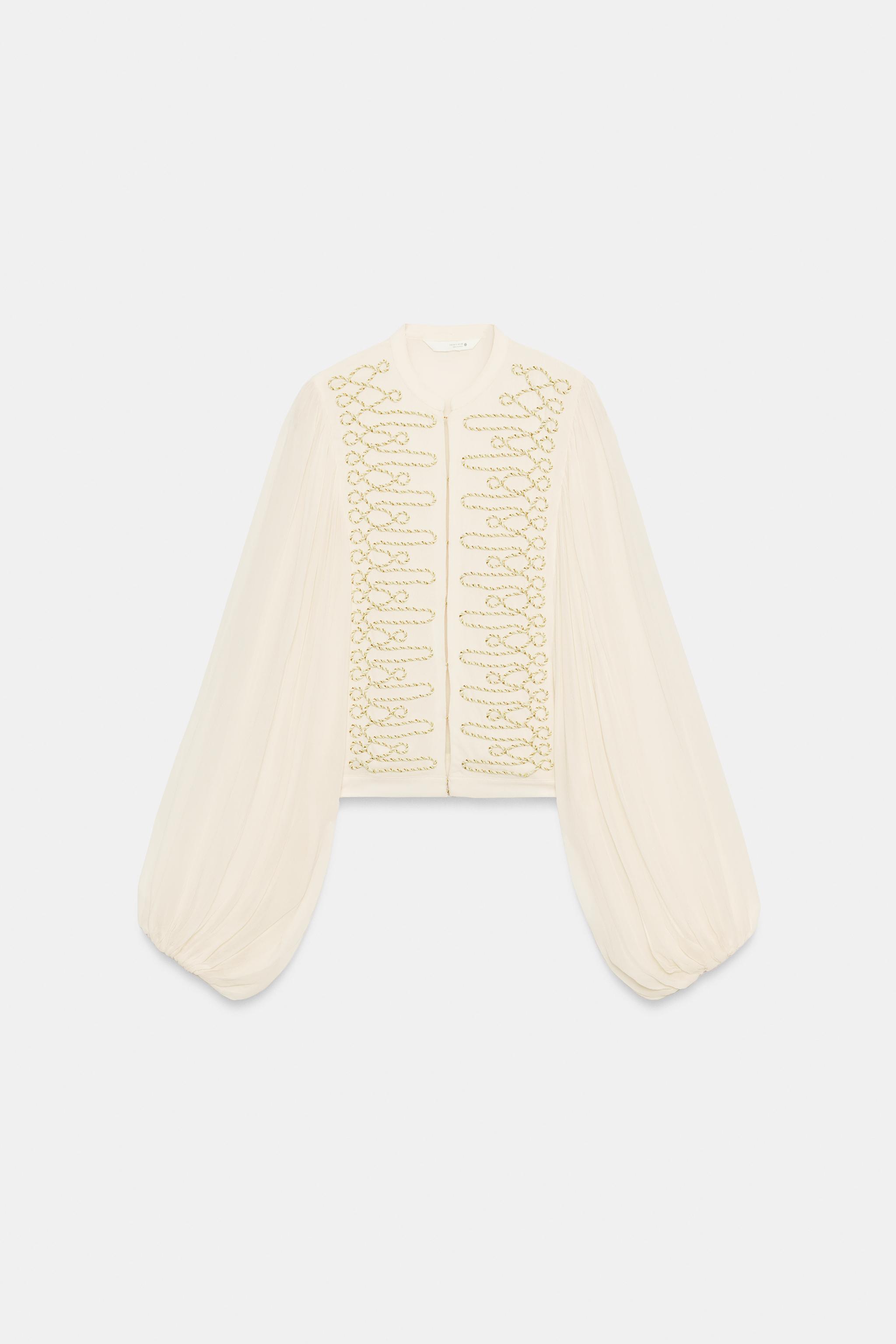 ZW COLLECTION ROMANTIC FROG FASTENING SHIRT — Ecru