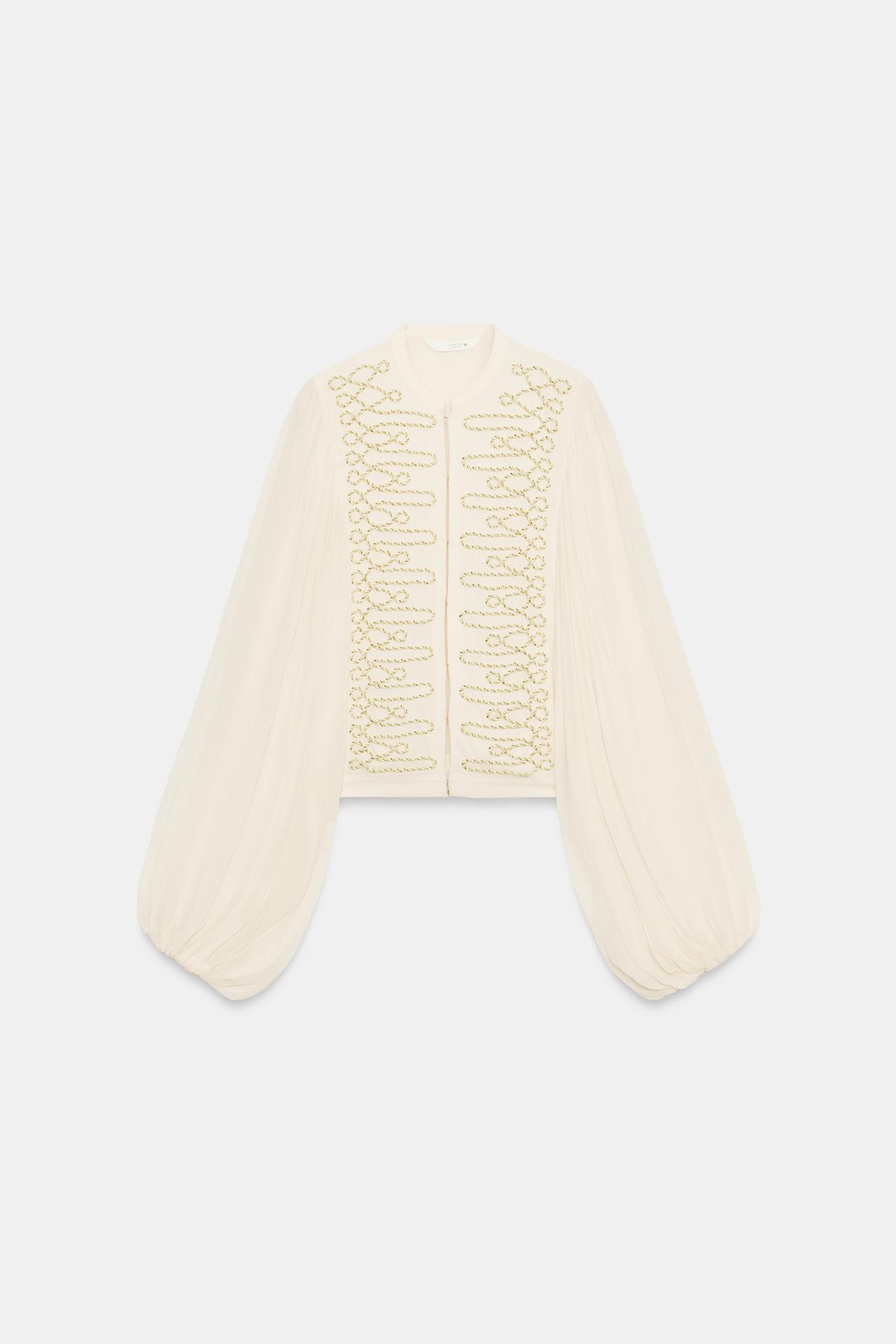 ZW COLLECTION ROMANTIC FROG FASTENING BLOUSE — Ecru
