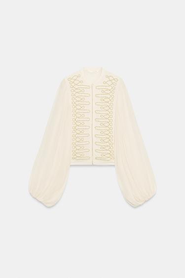 ZW COLLECTION ROMANTIC FROG FASTENING BLOUSE — Ecru 2