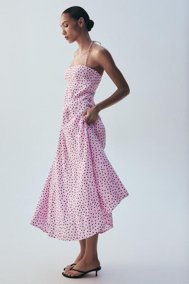 VESTIDO MIDI FLUIDO HALTER VOLUMEN - Rosa de Zara