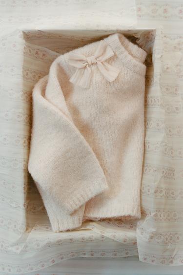 JUMPER WITH SATEEN BOWS - Ecru by Zara - Image 4