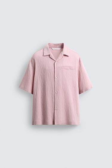 ÁO SƠ MI VẢI MAY KẺ SỌC - Màu hồng pastel từ Zara