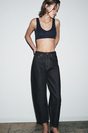 DŽÍNY ZW COLLECTION TAPERED SE STŘEDNĚ VYSOKÝM PASEM - Modrá od Zara