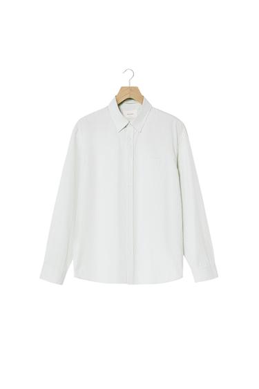 قميص بوبلين كاروهات - أخضر مموه الخاص بـ Zara