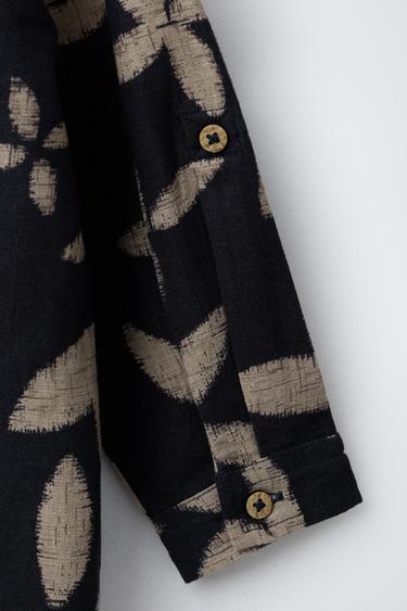 LEAF PRINT SHIRT - Black / Ecru by Zara - Image 4