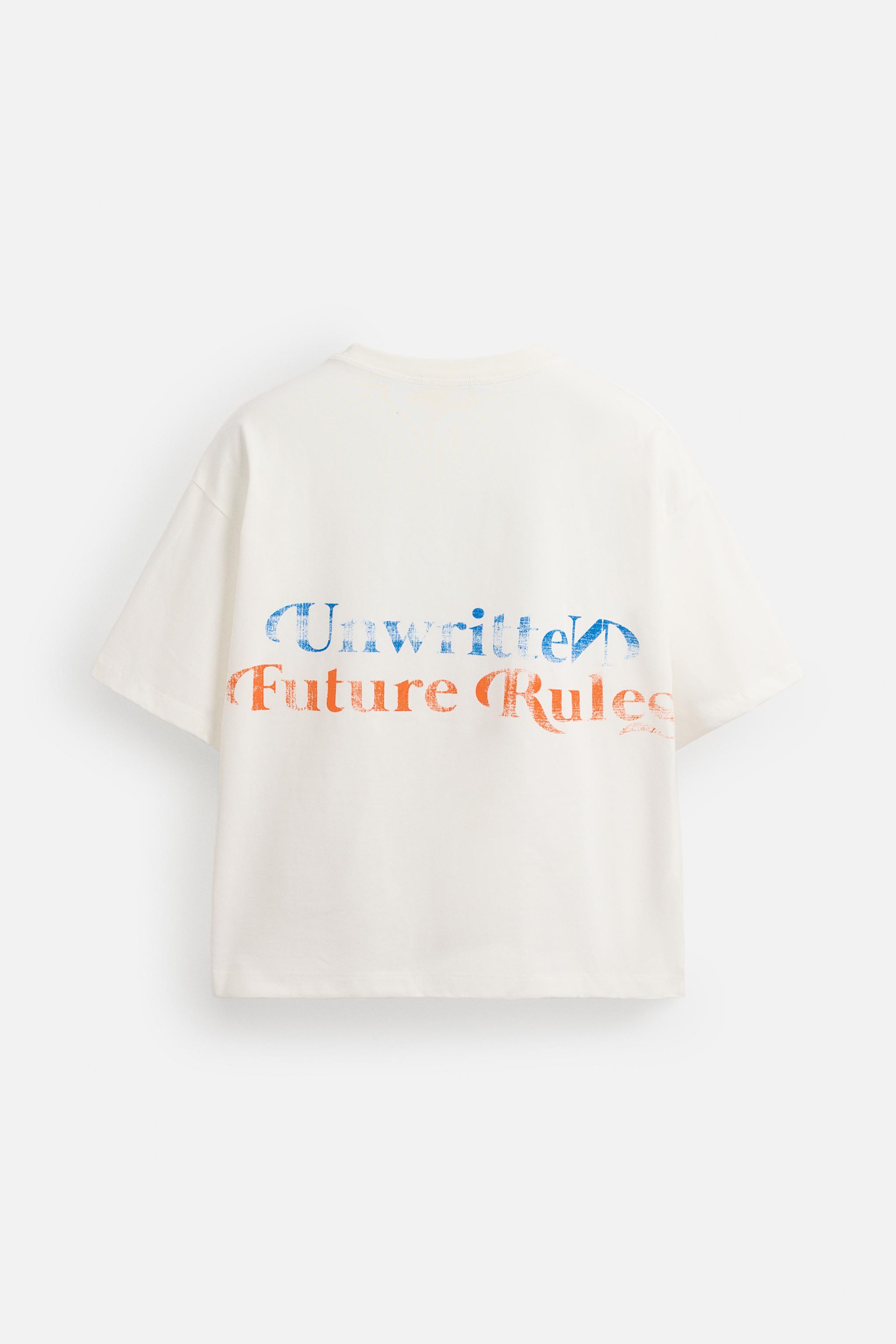 【ZARA】ウォッシュ加工プリントTシャツ ウォッシュ加工プリントTシャツ - ダークアンソラジット | ZARA