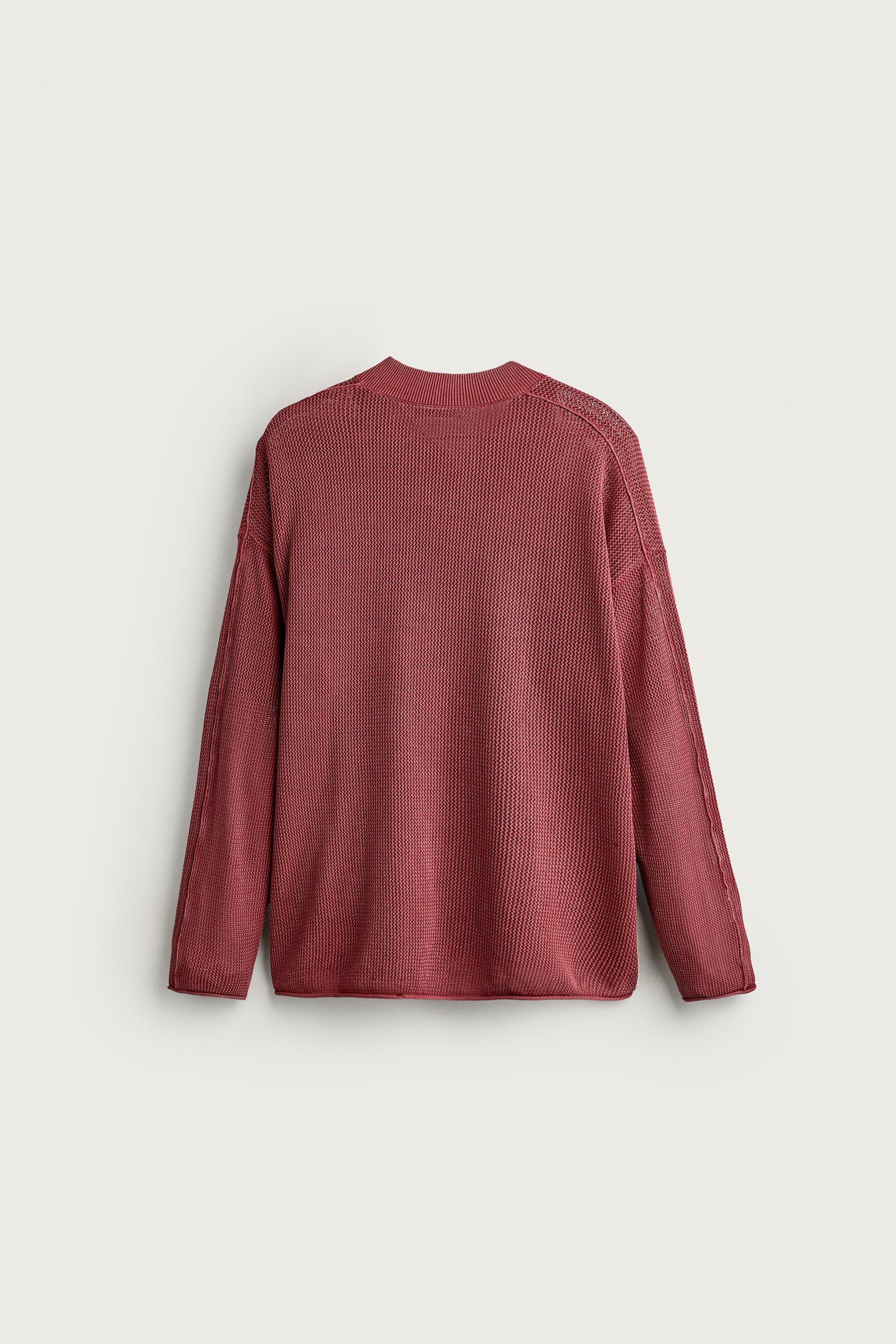 WASHED JACQUARD OPEN-KNIT JUMPER