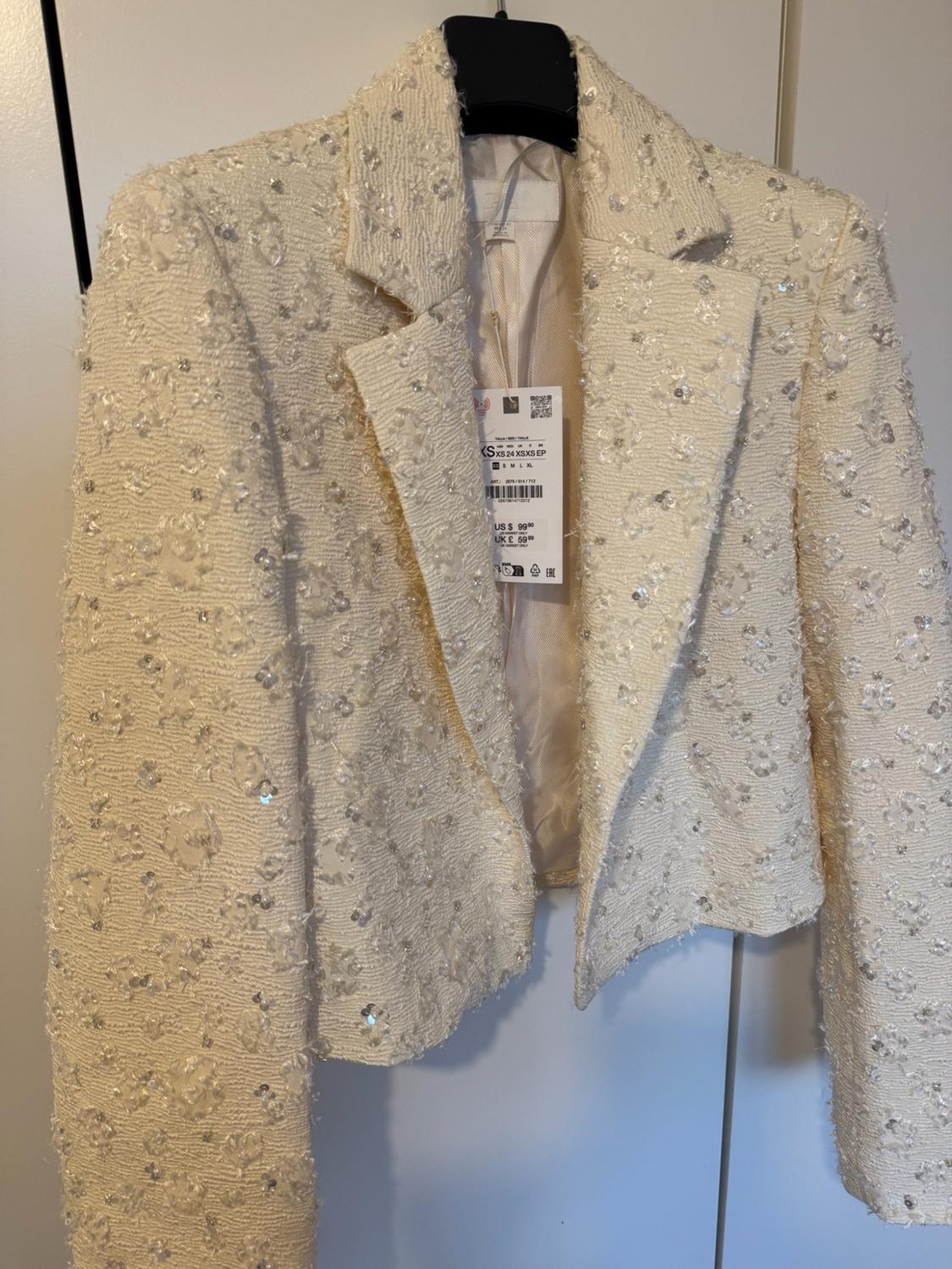 CROPPED FRINGED BEADED BLAZER - Image 4