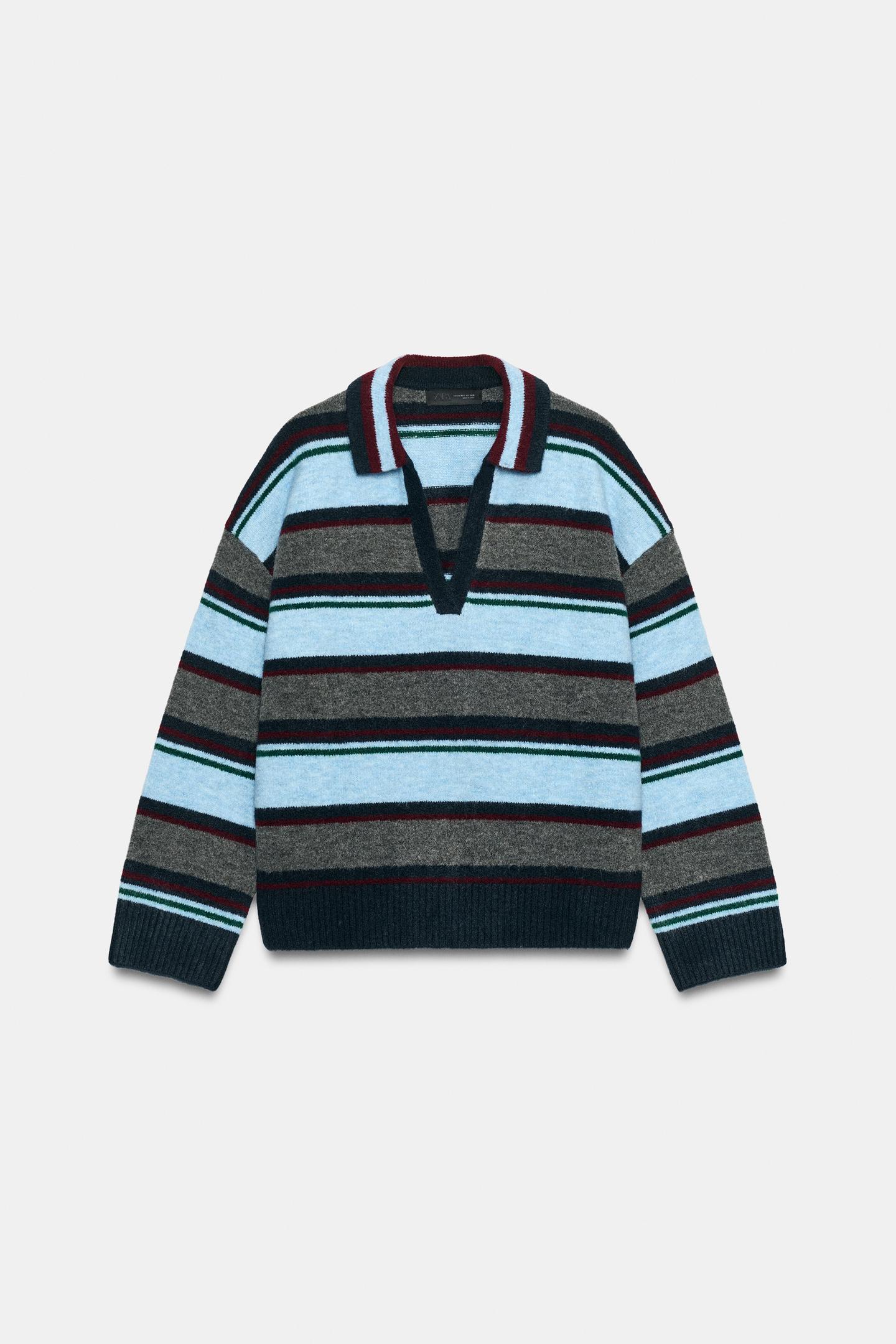 Женское поло Zara Striped Knit Polo, цвет: Разноцветный — фото 7