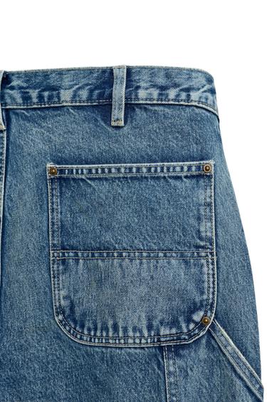 Zara WASHED EFFECT CARPENTER JEANS - Blue