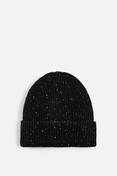 GORRO PUNTO ESTRUCTURA BOTONATO - Negro de Zara