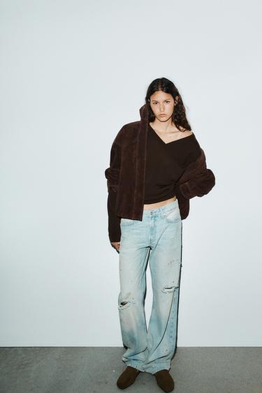 JEANS TRF OVERSIZE BAGGY RECTOS TIRO MEDIO - Azul claro de Zara