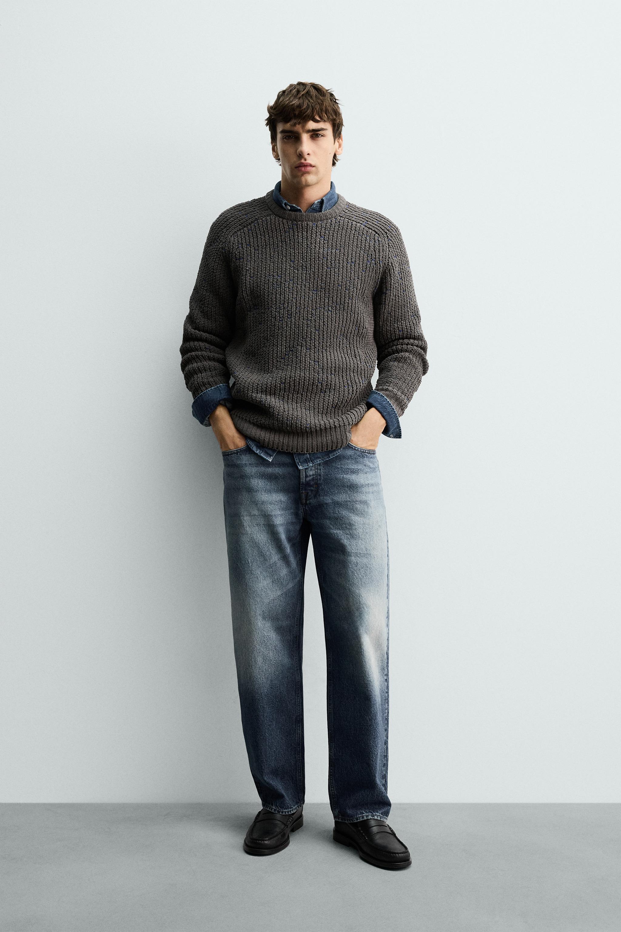 ZARA ニットコントラスト シェニール カーディガン ZARA コントラスト 