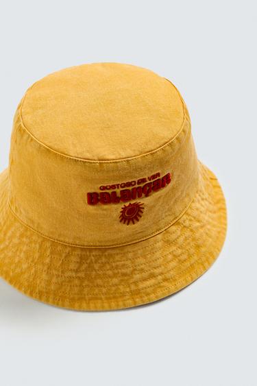CONTRAST EMBROIDERY BUCKET HAT - Mustard by Zara - Image 5