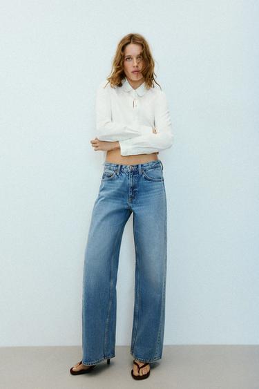 JEANS TRF WIDE LEG TIRO MEDIO - Azul de Zara