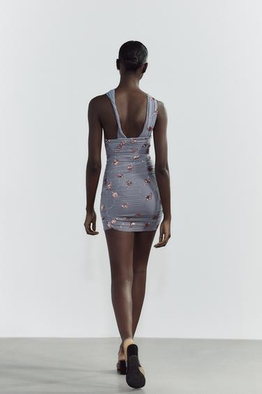 SEQUINNED DRAPED DRESS - Light blue by Zara - Image 3