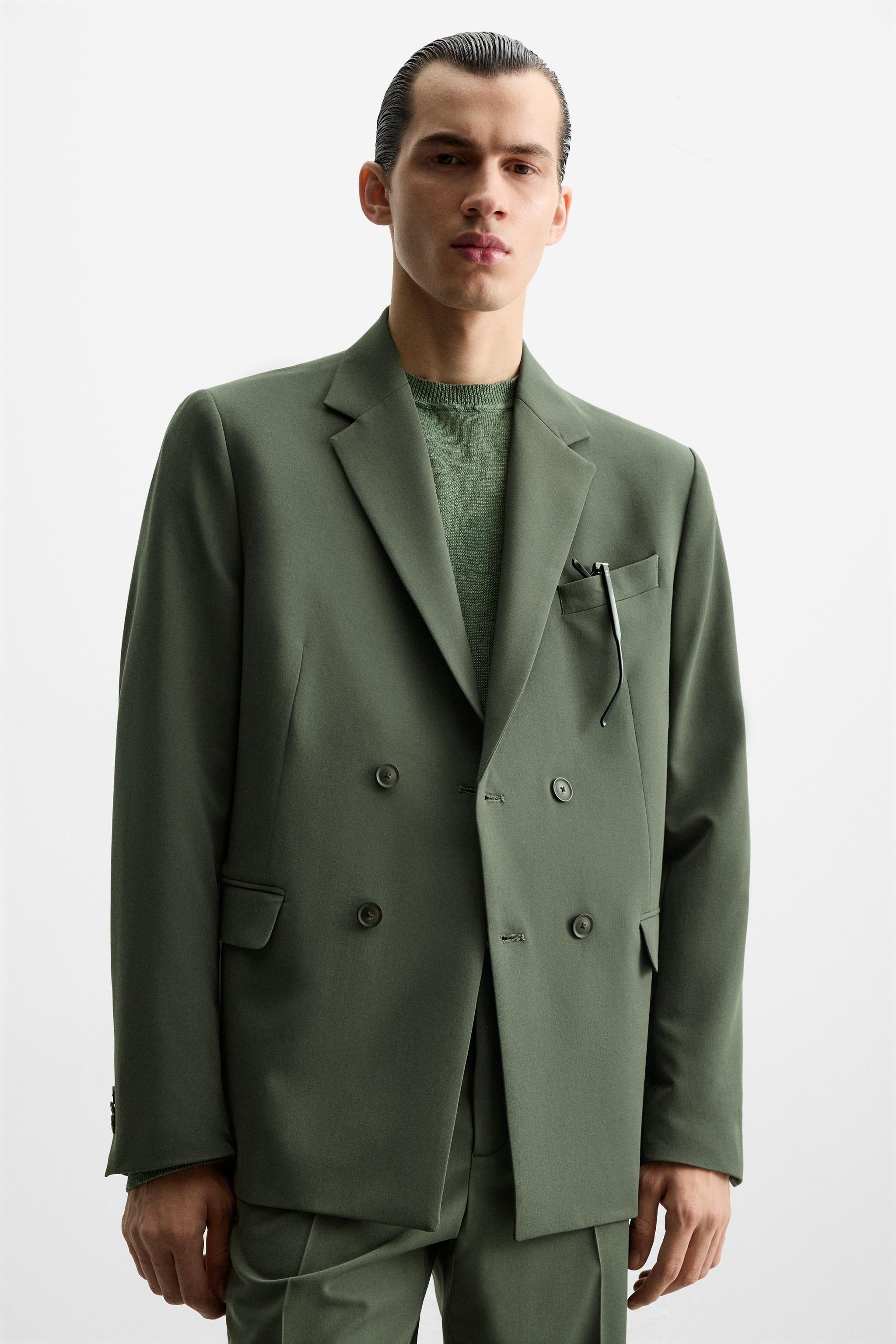 DOUBLE-BREASTED SUIT BLAZER - Green | ZARA Japan / 日本