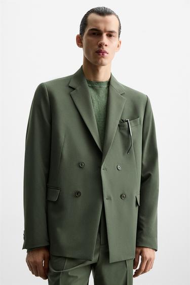 DOUBLE-BREASTED SUIT BLAZER - Green by Zara - Image 4