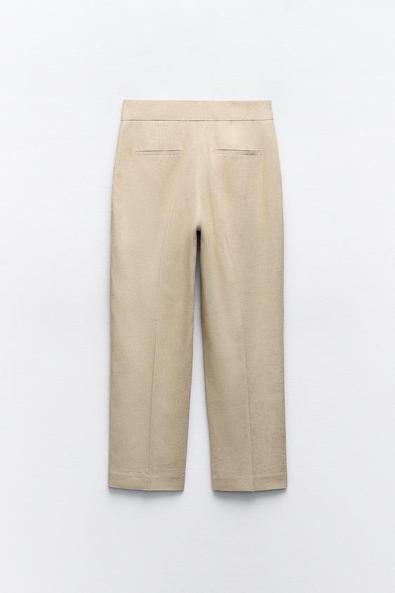 STRAIGHT TROUSERS IN SHIMMERY FABRIC - Blue