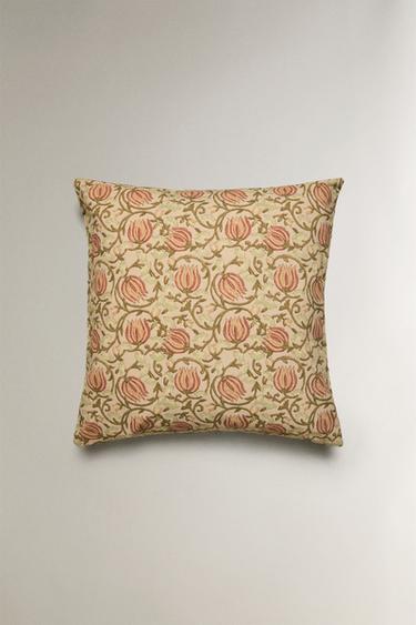Zara FLORAL THROW PILLOW COVER - Turquoise - Image 0
