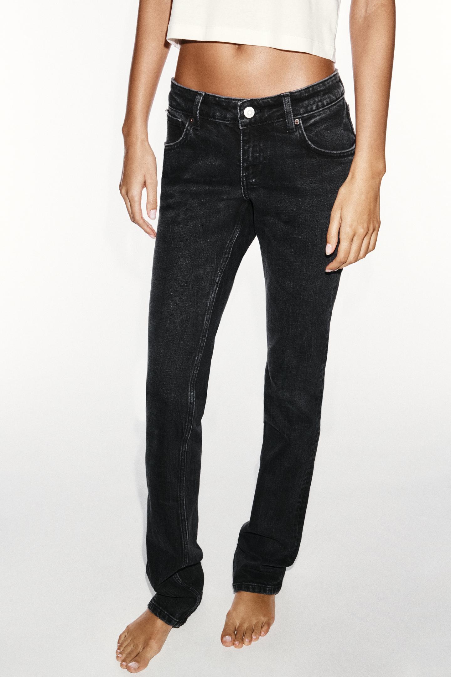 Женские джинсы Zara TRF Low-Rise Slim-Fit Comfort, цвет: Чёрный — фото 3