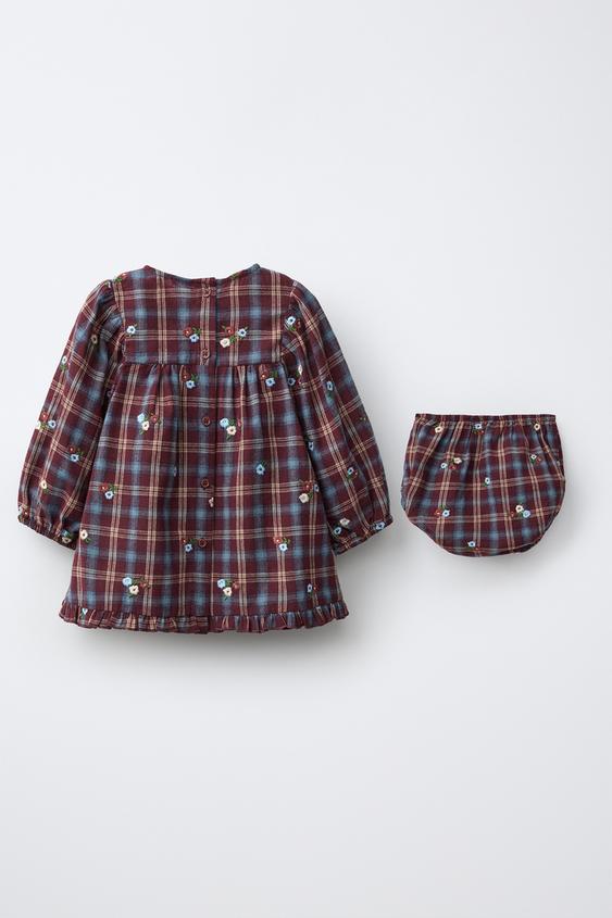 ROBE ET CULOTTE À FLEURS BRODÉES - Marron | ZARA France
