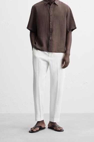 HOSE AUS 100 % LEINEN - Weiß von Zara