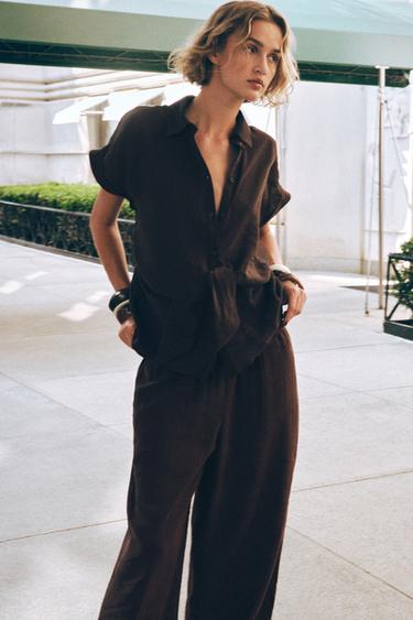 CHEMISE NŒUD AVANT - Marron de Zara - Image 2