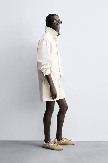 TEXTURED SHORTS WITH BELT - Oyster-white by Zara - Image 3