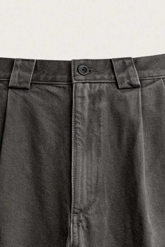 PANTALON CHINO RELAXED FIT À PLIS - Vert gris de Zara - Image 7
